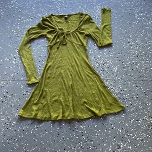 Long-Sleeved Ribbed Cozy Knit Fit & Flare Dress